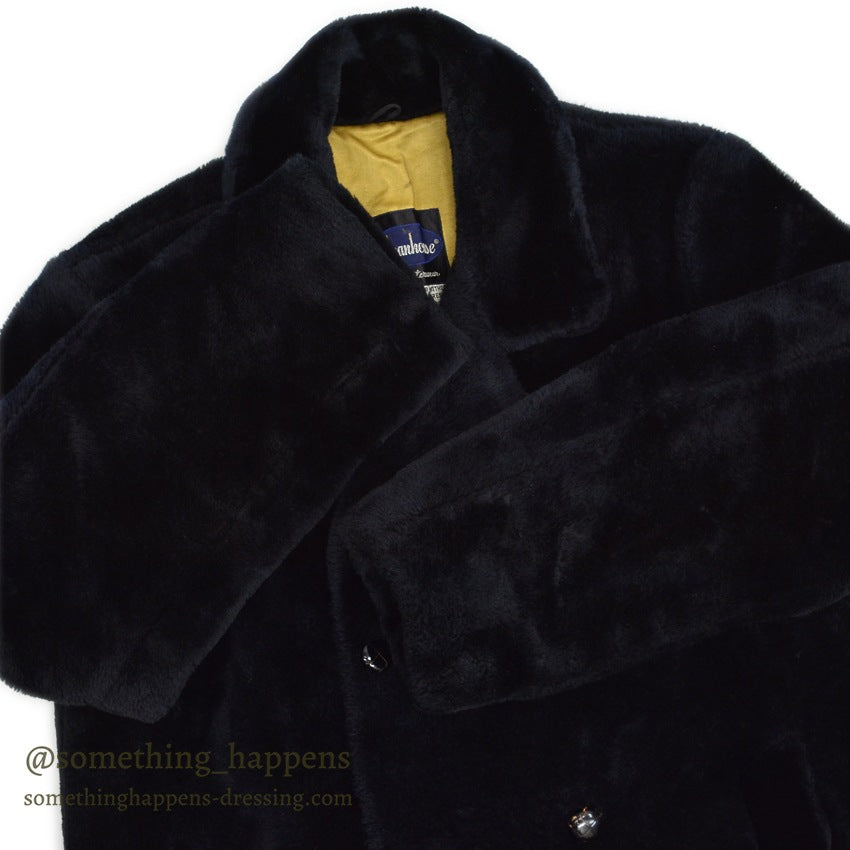 ~1960's Shanhouse BLACK FAKE FUR DOUBLE BREASTED COAT... 40