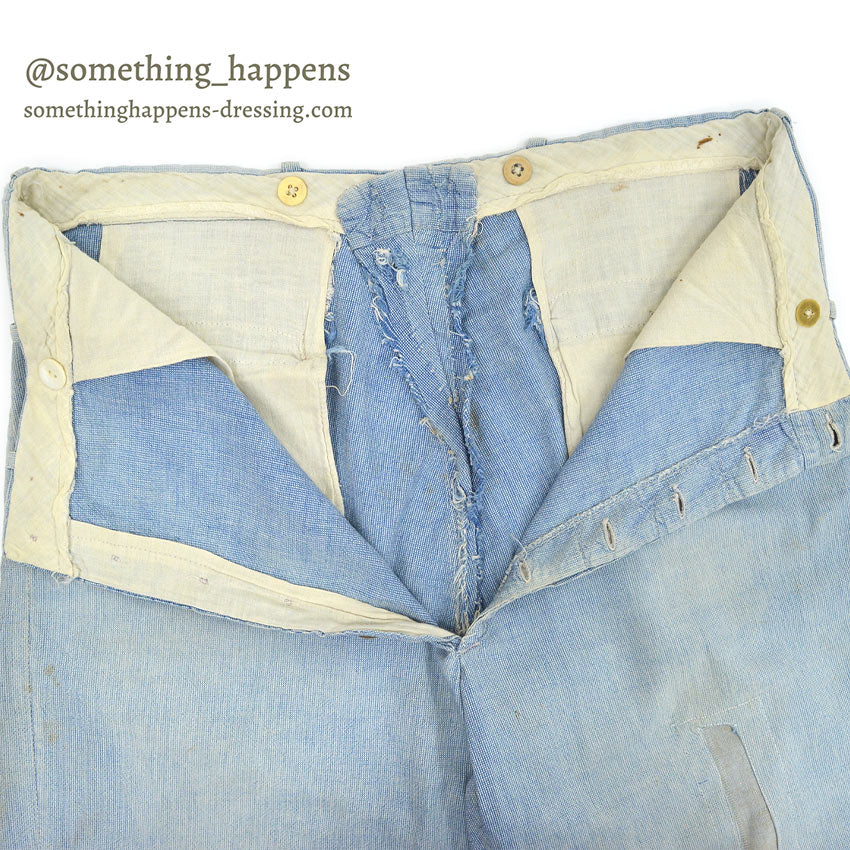 ~1940's PIN CHECK COTTON WORK TROUSERS...W35 L29