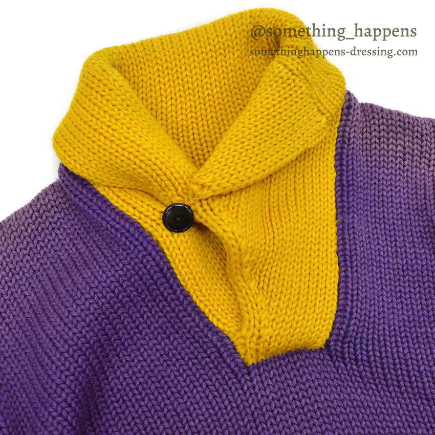 1930's~ TWO TONE SHAWL COLLAR PULLOVER WOOL SWEATER...