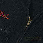 ~60's UNITOG BLACK ZIP UP WOOL JACKET...X-LARGE LONG