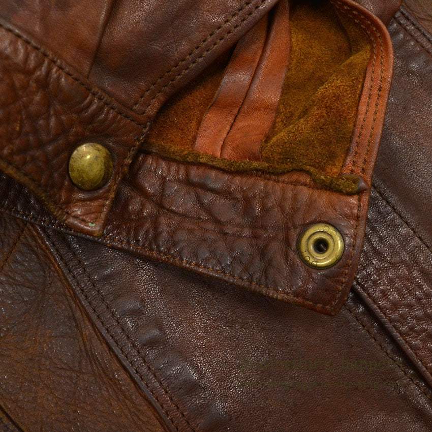 1960's~ SUPERIOR BROWN LEATHER JACKET TYPE 3RD... Fits like 40
