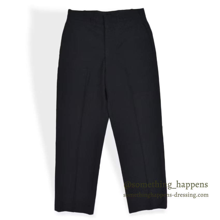 1970's U.S.G.I. BLACK TROUSERS, MEN'S, POLYESTER/WOOL TROPICAL ... 32R
