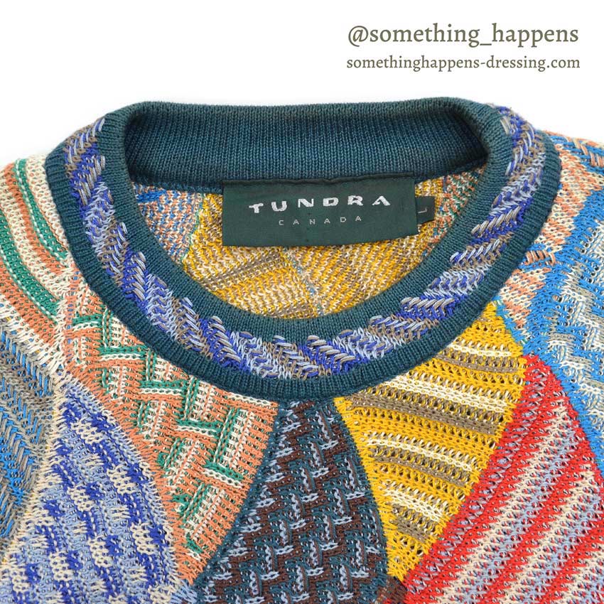 1990's~ TUNDRA CANADA CRAZY COTTON KNIT SWEATER... L