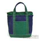 DEADSTOCK LLBEAN BOAT AND TOTE ZIP-TOP NAVY & GREEN... SMALL