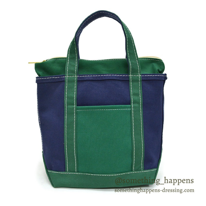 DEADSTOCK LLBEAN BOAT AND TOTE ZIP-TOP NAVY & GREEN... SMALL