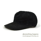 1990's EDDIE BAUER QUILTED CORDUROY & SUEDE JET BLACK CAP...