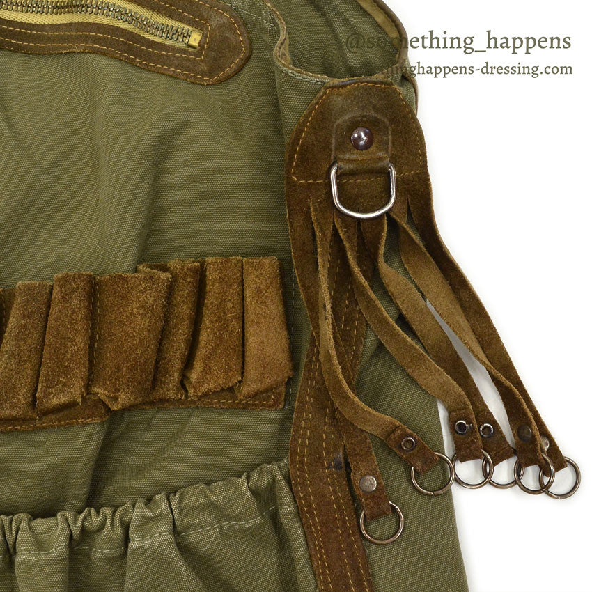 ~1970's SAFARI HUNTING CANVAS & LEATHER VEST MADE IN SPAIN...