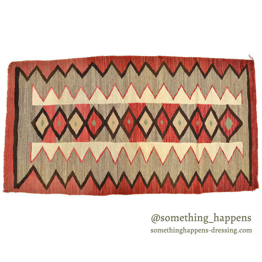 c.1940's NAVAJO RUG DIAMONDS & ZIGZAG PATTERN... 174cm/93cm