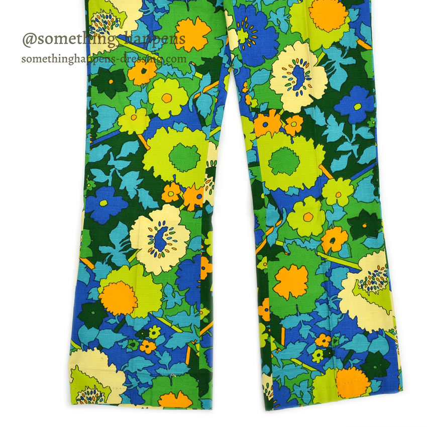 1960's~ DEADSTOCK PENNEYS FLOWER PATTERN ALL COTTON PANTS... W34/L32