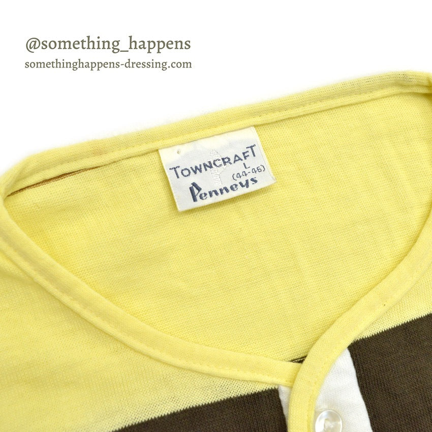 1960's DEADSTOCK TOWNCRAFT PENNEY'S WIDE BORDER HENLEY NECK T-SHIRT ... L