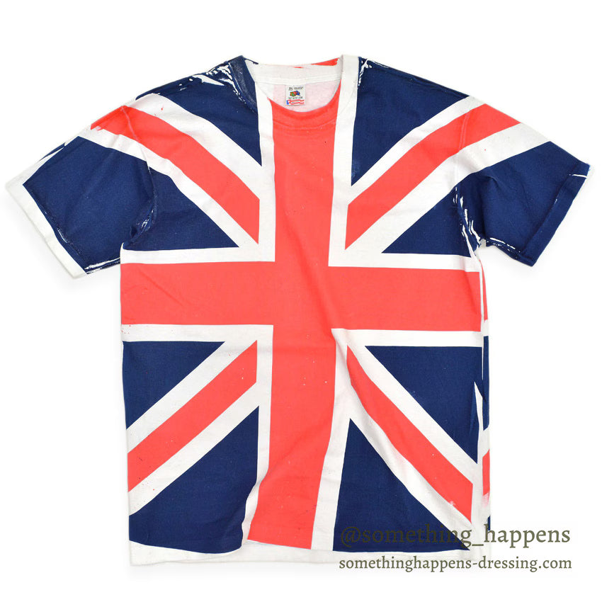 1990's FRUIT OF THE LOOM UNION JACK ALL OVER PRINT T-SHIRT ... XL
