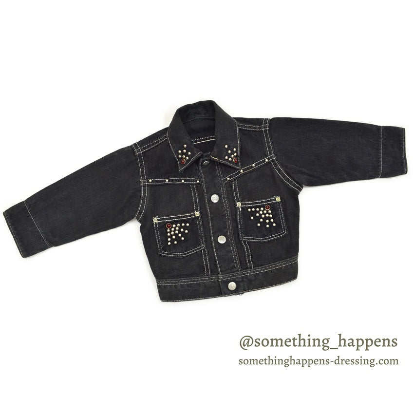 1950's WESTERN TWO POCKETS BLACK DENIM JACKET FOR KIDS...