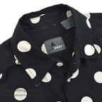 1990's LIZ WEAR DOTS RAYON SHIRT BLACK/WHITE...S