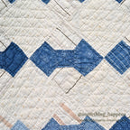 ANTIQUE BOWTIE INDIGO CALICO PATCHWORK CRIB QUILT... 122cm/100cm