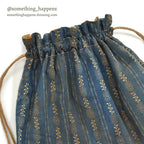 ~1920's INDIGO CALICO FABRIC BAG...