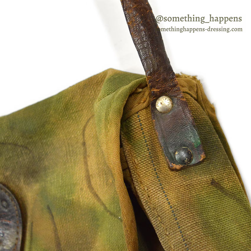 1940's~ WW2 ERA HAND PAINTED CAMO CANVAS BAG...