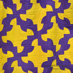 DRUNKARD'S PATH PURPLE & YELLOW PATCHWORK QUILT... 208cm/146cm