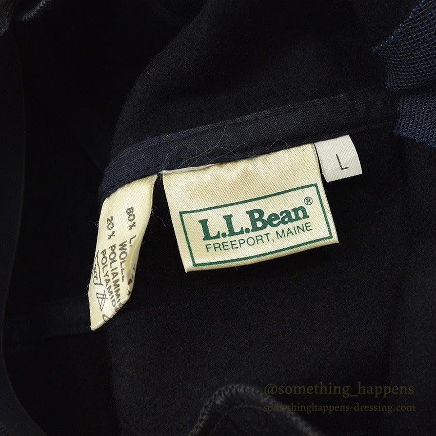 1980's~ LLBEAN ALL BLACK WOOL CAP - MADE IN ITALY - ... L