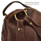 ~1970's PK DARK BROWN LEATHER BACKPACK...