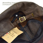 1980's DEADSTOCK ADVENTURE BOUND DARK BROWN LEATHER CAP...