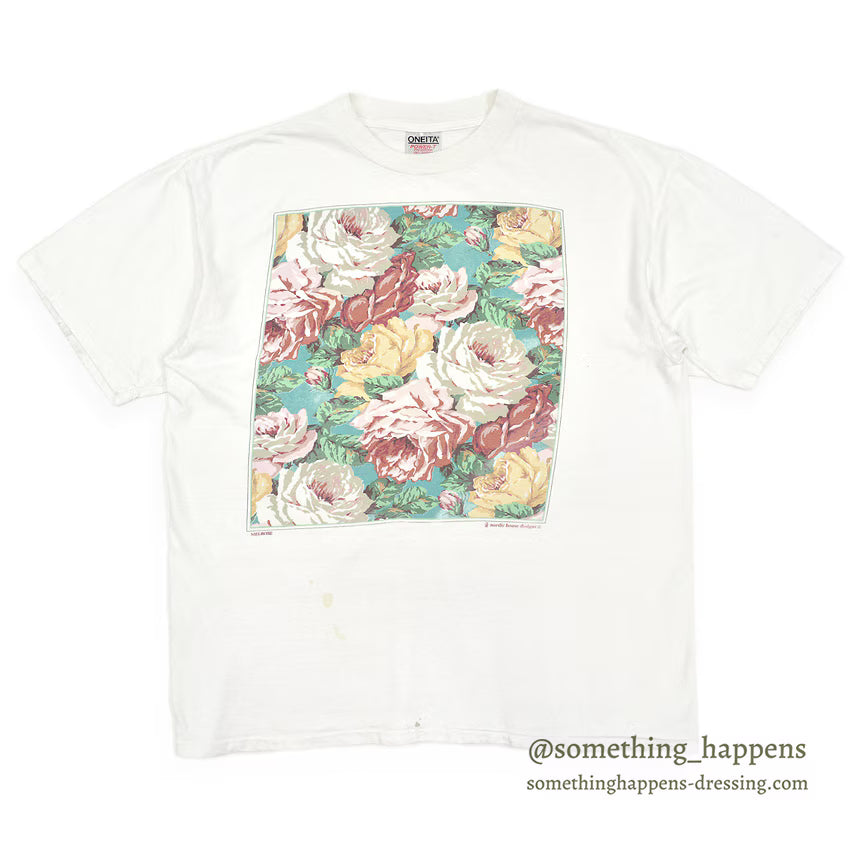 1990's ONEITA MELROSE FLOWER ART PRINT T-SHIRT ... XL