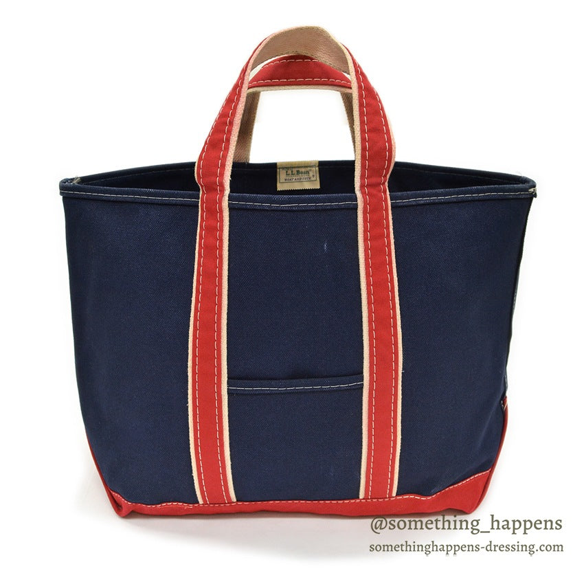 1980's LLBEAN DELUXE BOAT AND TOTE NAVY & RED... LARGE