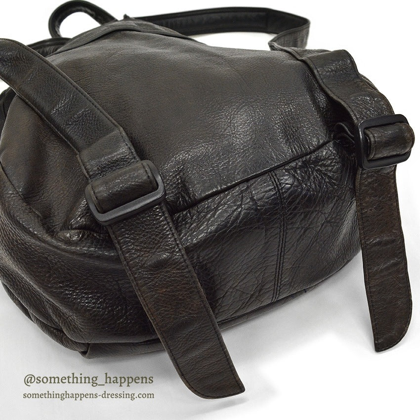 ~1990's ALL BLACK LEATHER BACKPACK...