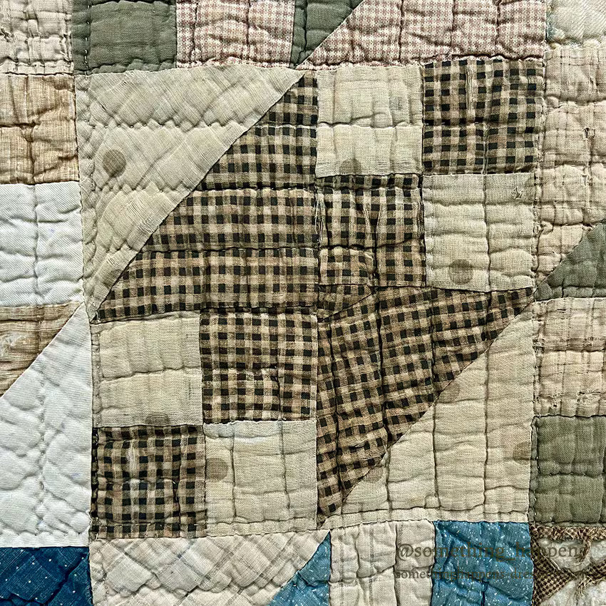 ANTIQUE CALICO PATCHWORK QUILT... 193cm/176cm