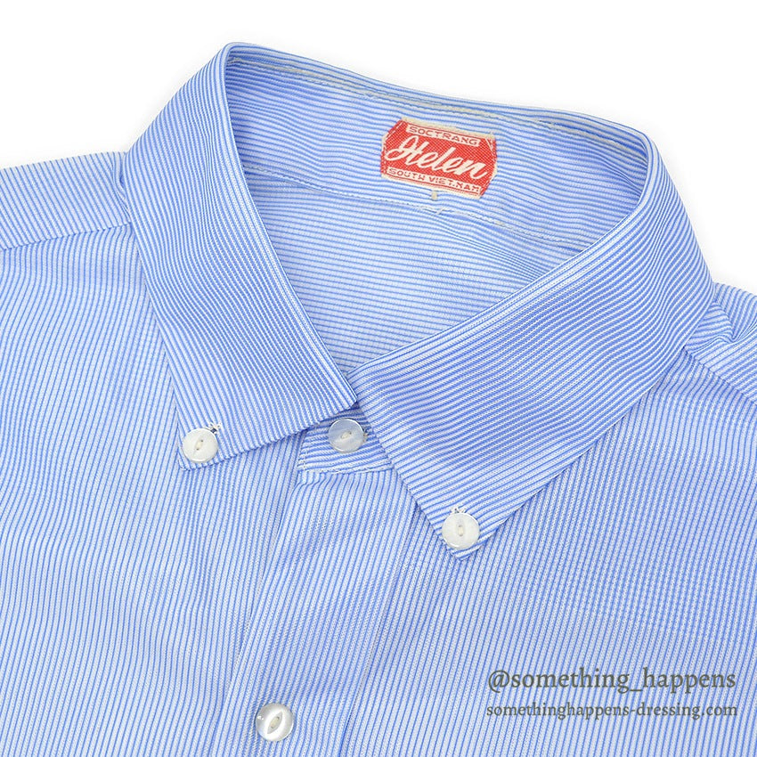 1960's~ Helen SOUTH VIETNAM SOUVENIR S/S SHIRT BLUE STRIPE ...