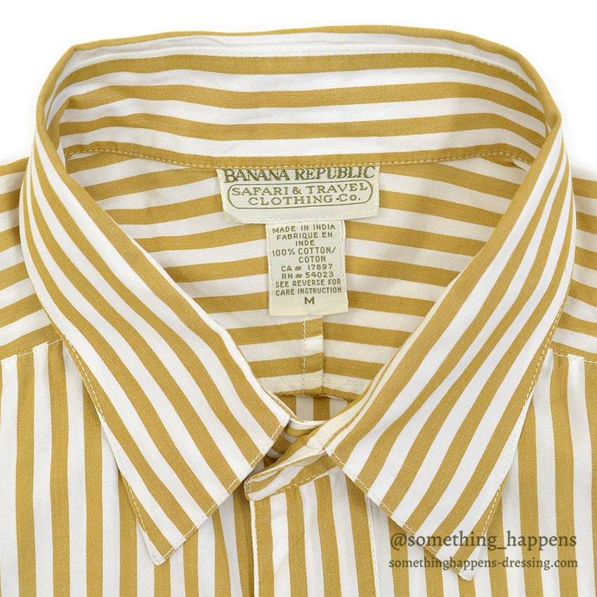 1980's BANANA REPUBLIC SAFARI & TRAVEL STRIPE SHIRT...M