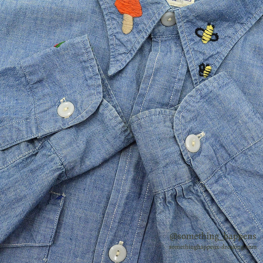 1950's SUPER PIONEER EMBROIDERY ALL COTTON CHAMBRAY SHIRT ... 16