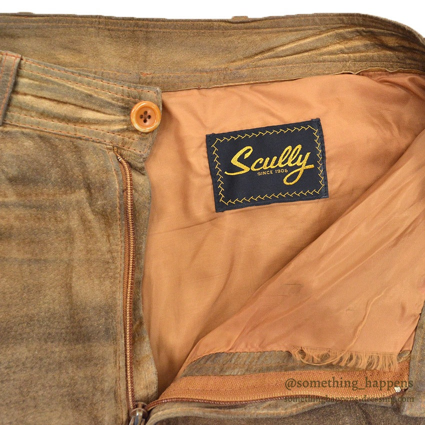 1970's~ SCULLY BROWN LEATHER PANTS...W33/L29
