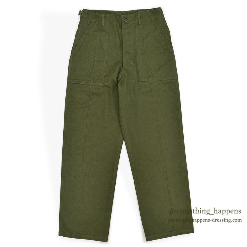 1960's DEADSTOCK USARMY TROUSERS, MEN'S, COTTON SATEEN OG107 ... MEDIUM