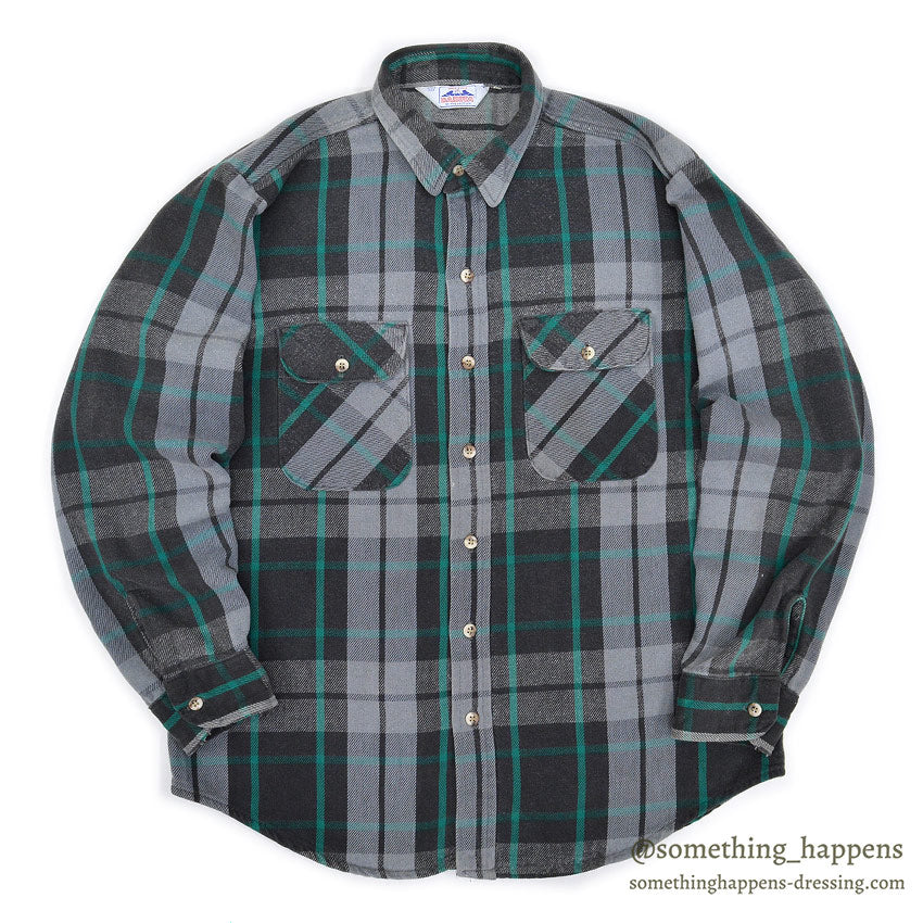 1980's~ DAKOTA BY FIVE BROTHER PLAID FLANNEL SHIRT...L