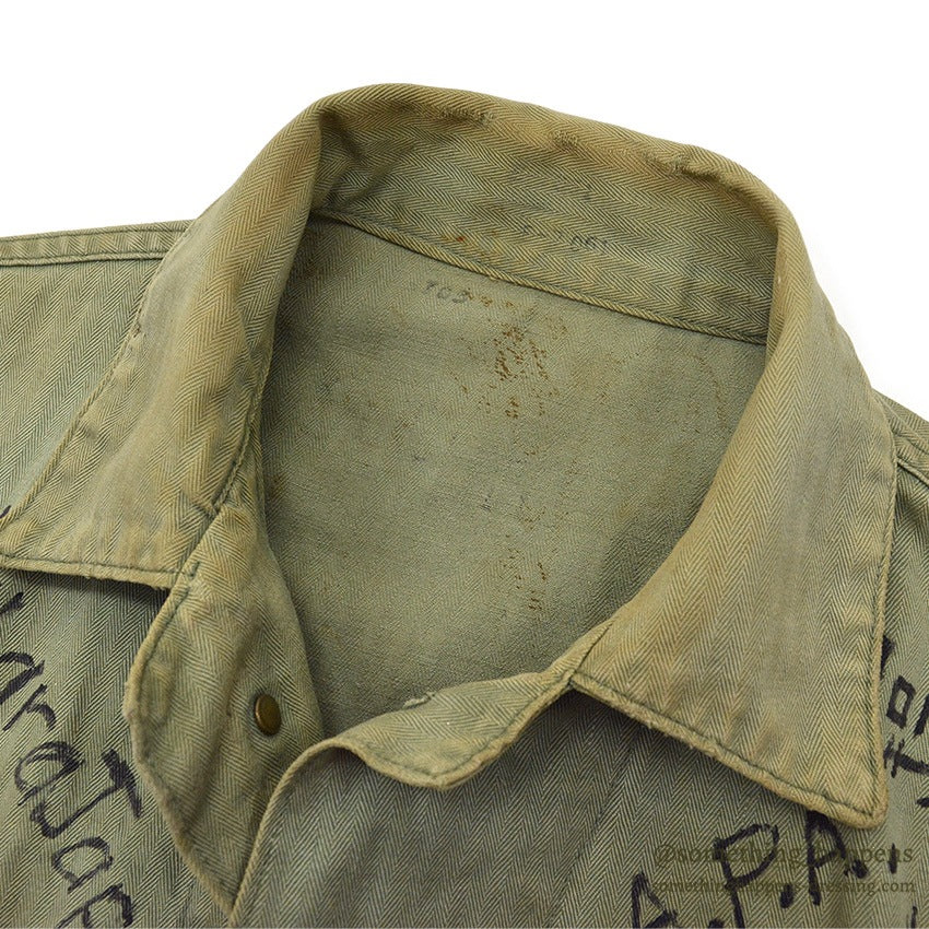 1940's~ U.S.M.C. P-41 MEMORABILIA HAND DROWING HBT UTILITY COAT CUT OFF ...