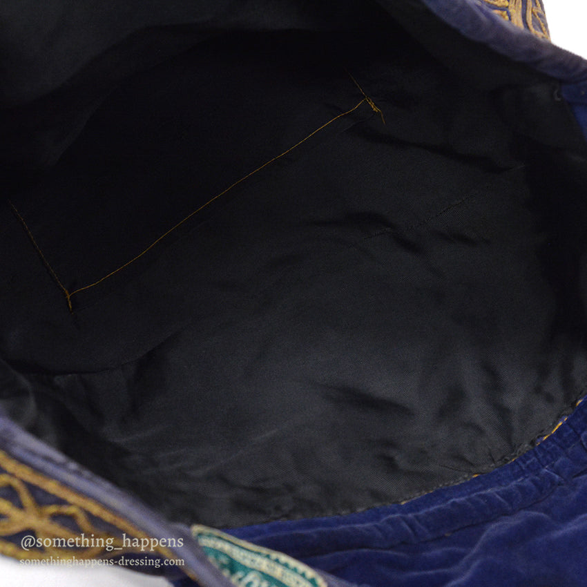 1950's~ KHYBER HAND MADE EMBROIDERED BLUE VELVET SHOULDER BAG...