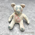 ANTIQUE CALICO PATCHWORK QUILTED TEDDY BEAR BIG...