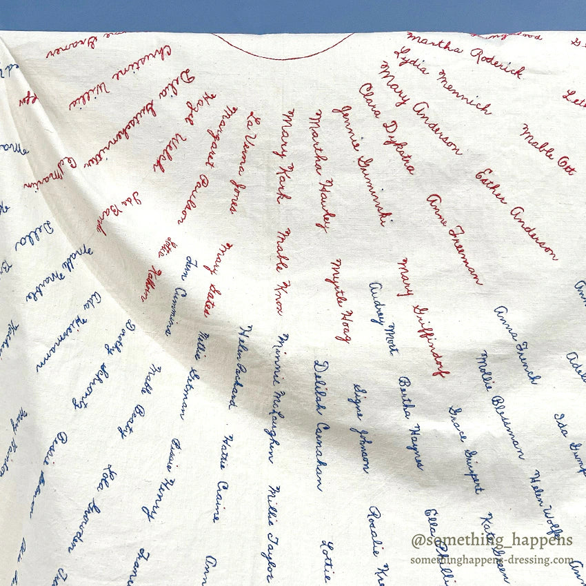 ANTIQUE WOMEN'S CLUB OVER 200 SIGNATURES EMBROIDERY CLOTH UNUSED...