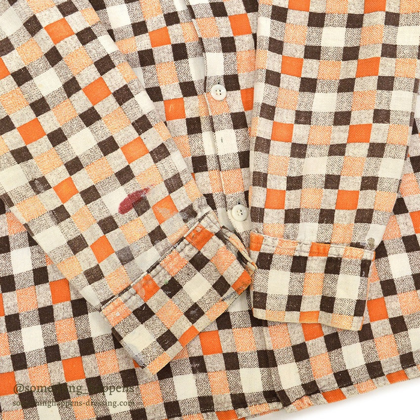 1950's~ CHECKERED ALL COTTON PRINT FLANNEL SHIRT ...