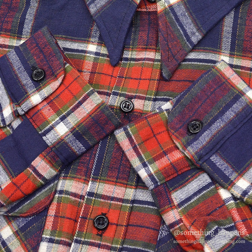 1970's DEADSTOCK MR.LEGGS PLAID COTTON FLANNEL SHIRT ... L