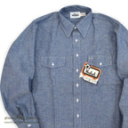 1970's DEADSTOCK WOOLRICH ALL COTTON CHAMBRAY SHIRT ORANGE SELVEDGE ... M