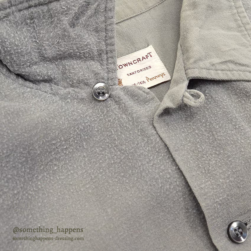 1960's TOWNCRAFT PENNEYS PLAIN LIGHT GRAY FLANNEL SHIRT ... L