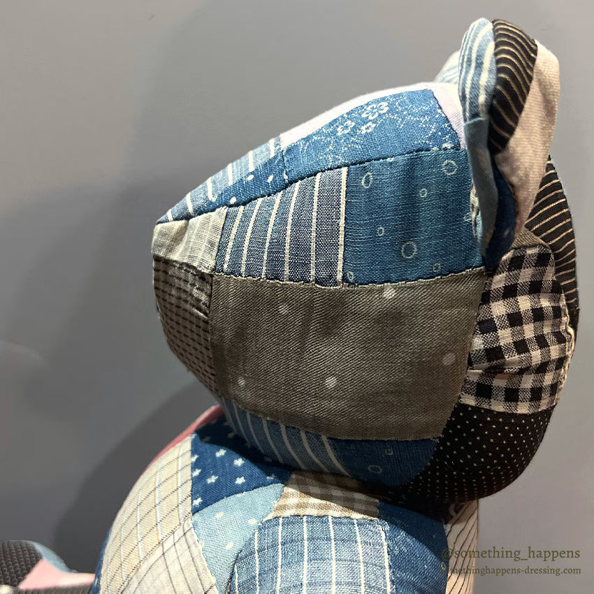 ANTIQUE CALICO PATCHWORK QUILTED TEDDY BEAR SMALL...