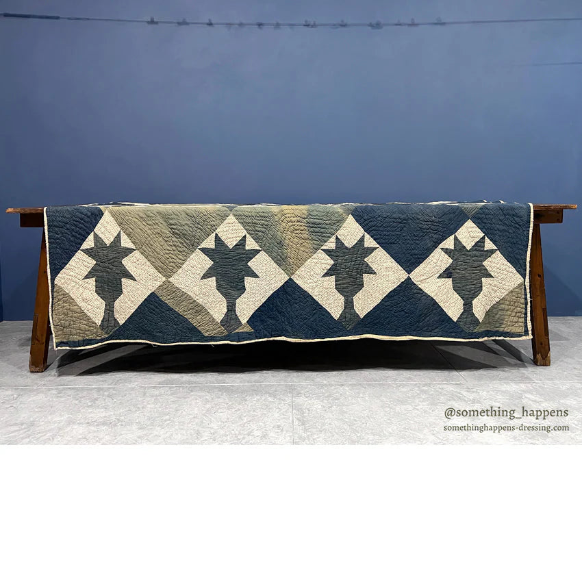 ANTIQUE PAUM TREE PATCHWORK QUILT...208cm/208cm