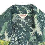 1950's KAMEHAMEHA LEAF PATTERN NYLON ALOHA SHIRT ... L