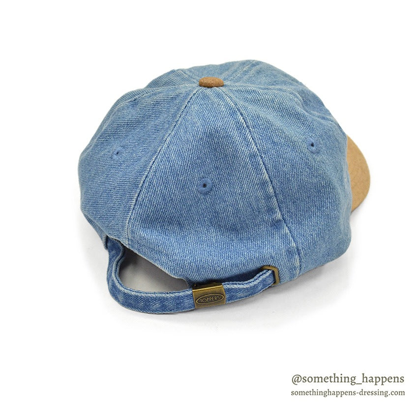 1990's~ DOG EMBROIDERY LEATHER / DENIM CAP...