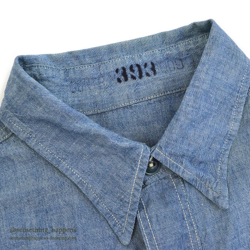 1940's~ U.S.NAVY CHAMBRAY SHIRT STENCIL ...