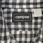 1970's CAMPUS BLACK GINGHAM CHECK S/S SHIRT ... L