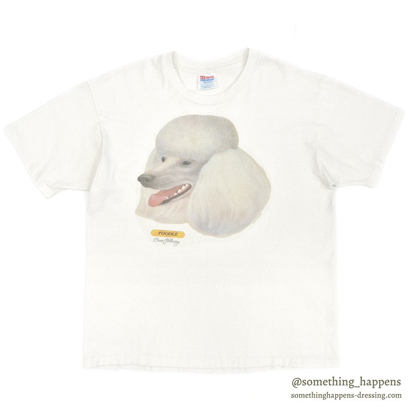 1990's HANES POODLE DOG PRINT T-SHIRT... L