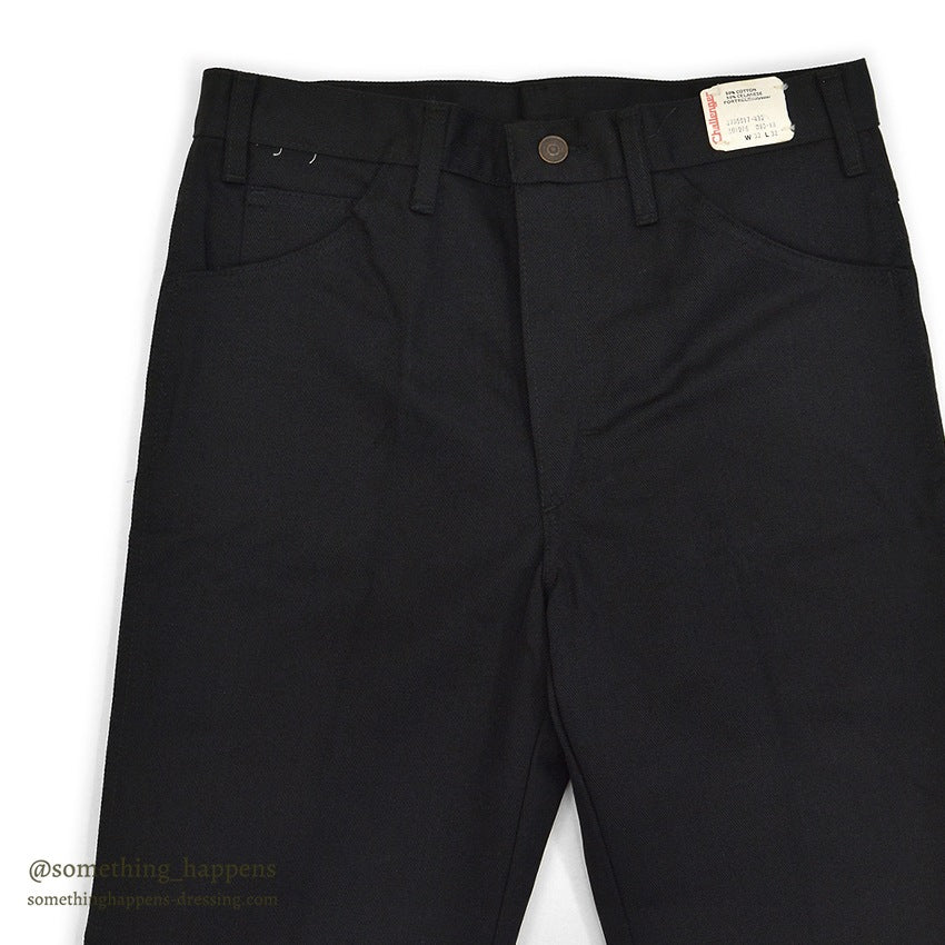 1970's~ DEADSTOCK CHALLENGER BY Kmart BLACK BOOT CUT TWILL PANTS... W32/L32